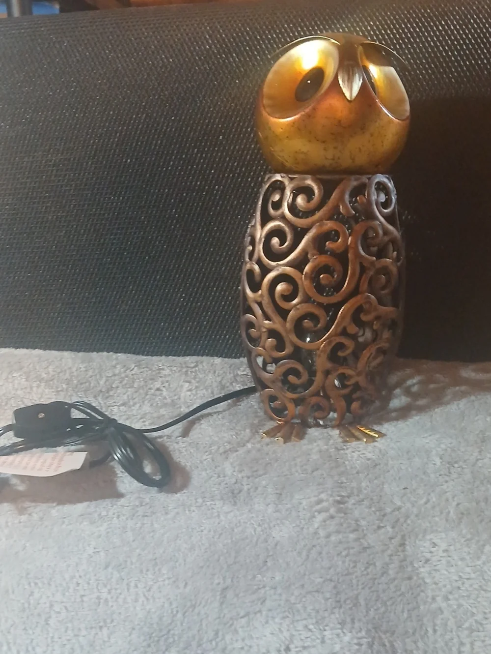 Decorative Metal Owl Table Lamp - Gold and Bronze